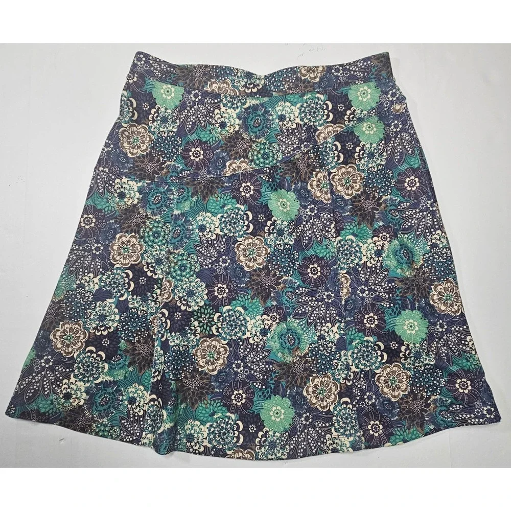 REI Womens Blue Green Floral Active Hiking Skirt Size M Zipper‎ Pocket Stretch